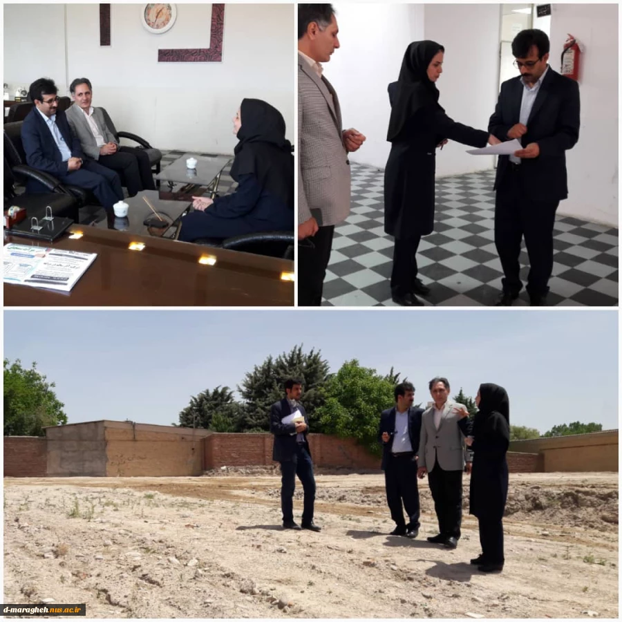 دیدار ریاست محترم آموزشکده فنی و حرفه ای دختران مراغه  سرکار خانم دکتر خبازی با جناب آقای دکتر زارع ریاست محترم اداره محیط زیست شهرستان مراغه و همچنین خیر و مدیر عامل شرکت آر.سی.کا به عنوان موسس خوابگاه دانشجویی در سطح کشور ، در خصوص احداث خوابگاه در داخل