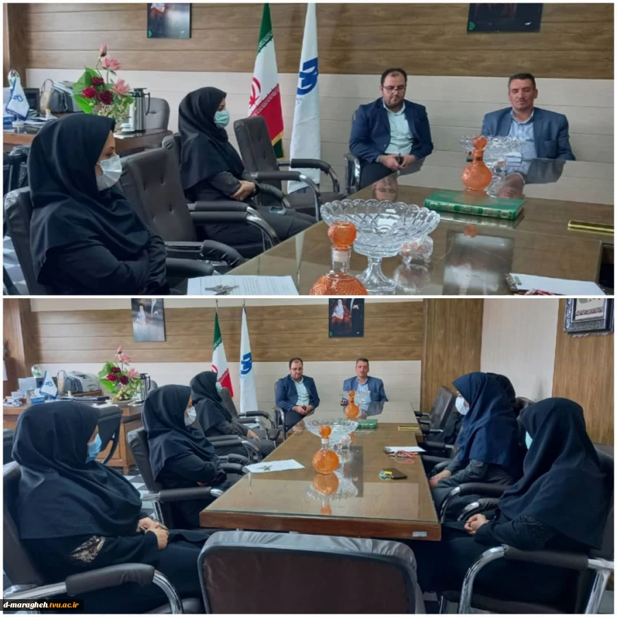 نشست صمیمی جناب سرهنگ اقتصادی فرمانده بسیج کارکنان شهرستان مراغه و هیئت همراه با ریاست محترم و پرسنل اداری آموزشکده فنی و حرفه ای دختران مراغه  2
