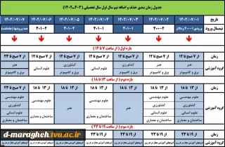 جدول زمانبندی حذف و اضافه نیمسال اول 1403-1402