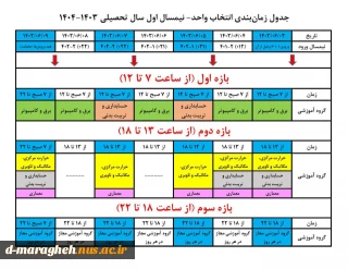 #جدول_زمان‌بندی #انتخاب_واحد_۰۳۱